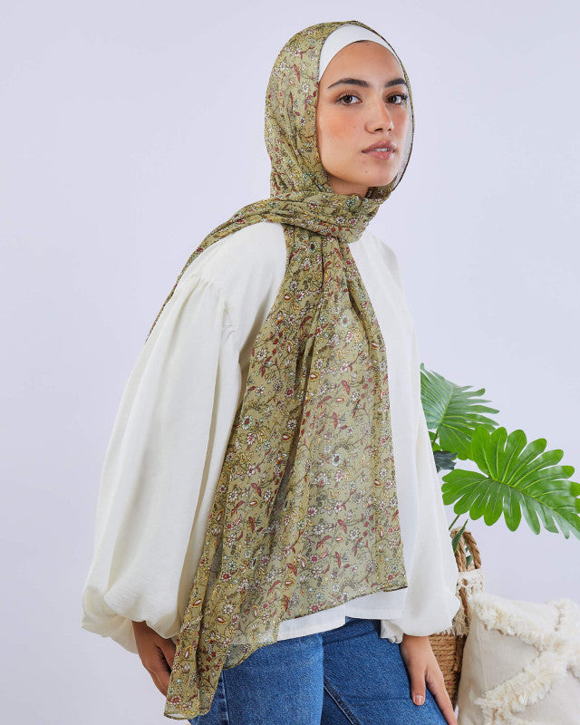 Tie Shop | Printed Crinkled Chiffon	طرحة شيفون - ايشارب شيفون