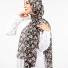 Printed Crinkled Chiffon - Black - Beige